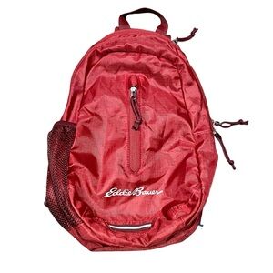 Eddie Bauer Single Strap 10L Stowaway Red Travel Bag Backpack Zipper Lightweight